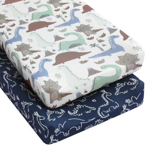 Image of Yoofoss 2-Pack Diaper Changing Pad Cover for Boys 32x16 (Dinosaur) | Soft & Easy-to-clean & Breathable, 360 Full Elastic Fit, Microfiber Fitted Sheets for Changing Table Pad