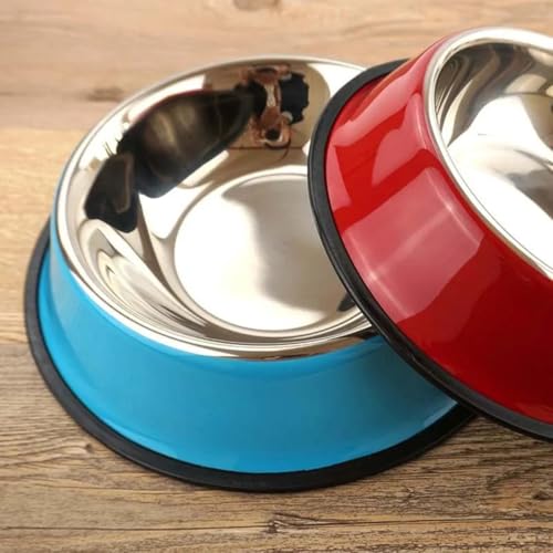 Keruidian Personalisierter Namensnapf Für Hunde Und Katzen, Edelstahlnapf Für Haustiere, Bunt, Wasserfutter, Rutschfestes Essbecken, Runder, Personalisierter Napf In Verschiedenen Größen (Rot)