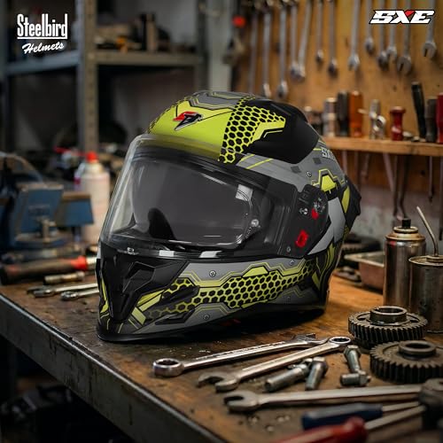 Image of Steelbird SBH-61 SXE X3 Pinlock ISI and Dot Certified Full Face Graphic Helmet for Men and Women with Inner Silver Sunshield