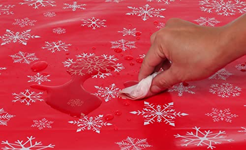 Wachstuch Tischdecke Weihnachtstischdecke Wachstuchtischdecke Abwaschbar Eckig 140 x 180 cm Weihnachten Rot