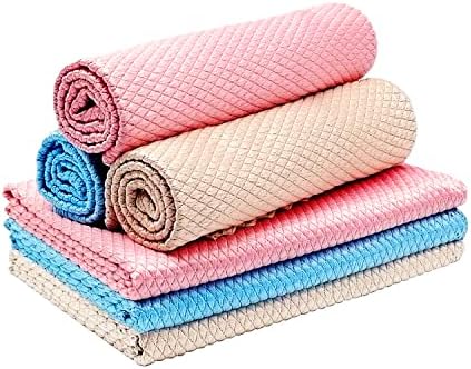 6 Pack Fish Scale Cleaning Cloths, 30 X 40cm Lint-Free Window Cleaning Cloths, Reusable Absorbent Microfibre Nanoscale Streak-Free Cleaning Cloths For Home, Kitchen