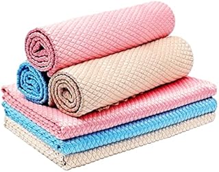 6 Pack Fish Scale Cleaning Cloths, 30 X 40cm Lint-Free Window Cleaning Cloths, Reusable Absorbent Microfibre Nanoscale Streak-Free Cleaning Cloths For Home, Kitchen
