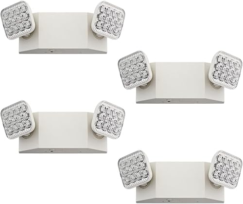 Lithonia Lighting EU2C CP4 Unidad de iluminación de emergencia LED de dos cabezas, certificado California, paquete de 4 contratistas, color blanco