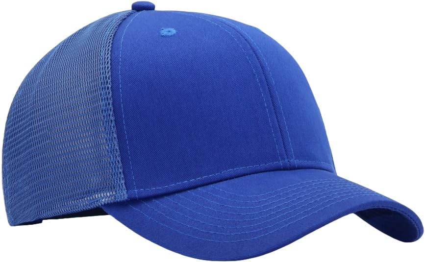 Image of Mens Mesh Snapback Hat Fits One Size & XXL | Structured Adjustable Trucker Hats | Sturdy Outdoor Blank Baseball Cap
