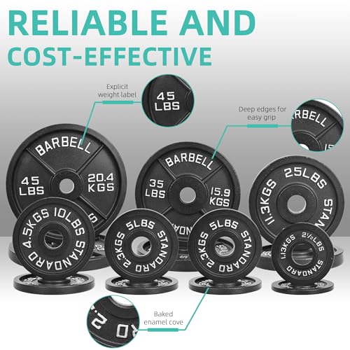Fitvids 2 Inch Olympic Barbell Weight Plates Set, 255 LB(2.5-45 LB) Barbell Weight Set for Home Gym Strength Training - Image 4