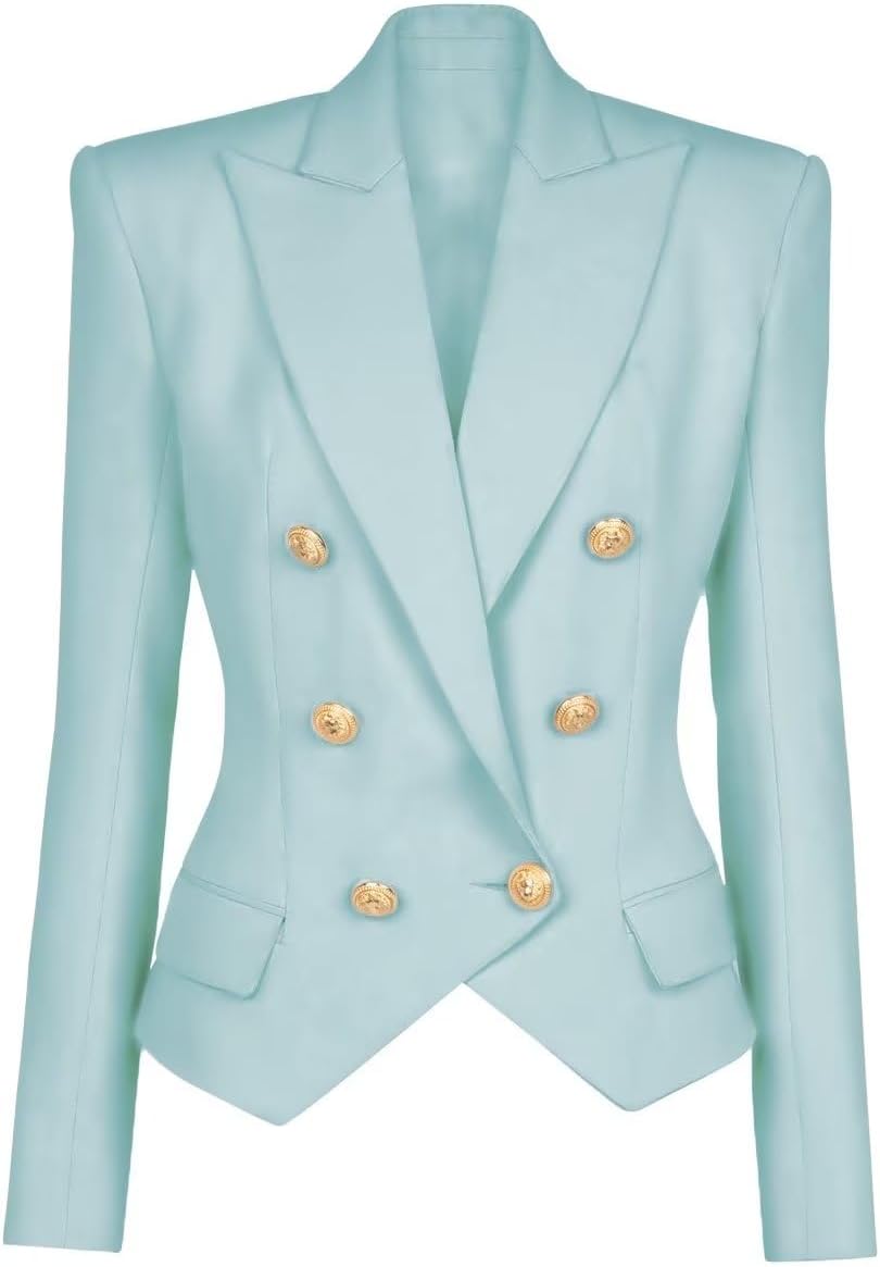 Women's Casual Blazer Business Women Open Front Double Breasted Suit Jacket Office Lady Work Blazers Suit