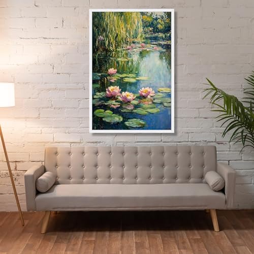 Tableau nénuphars prêt à accrocher pour décoration murale