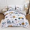 NTBED 5 Pieces Construction Truck Full Comforter Set for Boys Kids Forest Vehicles Excavator Lightweight Microfiber Bedding Sets #1