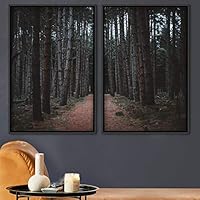 2 Piece Framed Canvas Wall Art Rustic Woods Canvas Prints Home Artwork Decoration for Living Room,Bedroom - 16