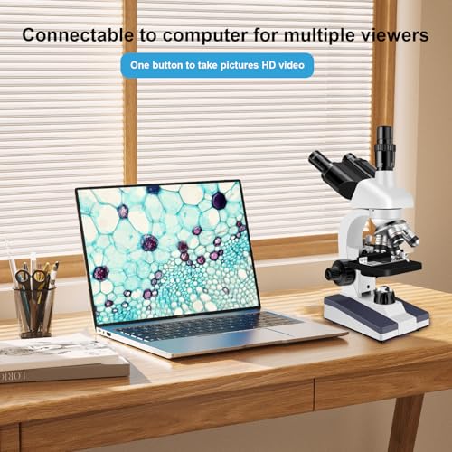 Microscópio trinocular ampliação de 40 x 5000 x, microscópio para adultos, grau de laboratório com d