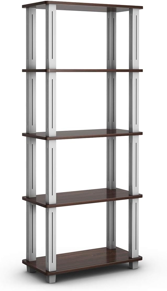 Tangkula 57" Storage Shelves, Space-Saving 5-Tier Storage Rack Organizer Multi-Use Shelving Unit for Home/Office/Dormitory/Garage/Warehouse (Walnut)