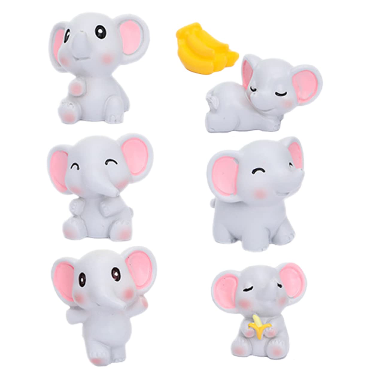 TOYANDONA Mini Elephant Resin Figurines Small Animal Models for Garden and Desktop Decor Cute 7pcs Set Elephant Ornament Suitable for Home and Office Decoration