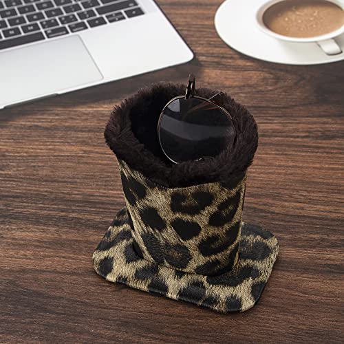 Image of Plush Fluffy Lined Anti-scratch Eyeglasses Holder Protective Glasses Stand Case