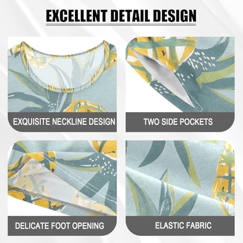 ALAZA Pineapple Watercolor Summer Pajamas Set Short Sleeve Cotton Sleepwear Summer Pjs 2 Piece 5-14Y4