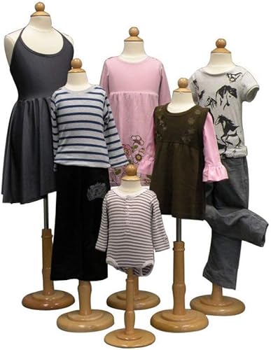 Miniatura 3 de Niño Unisex Niños Medio Cuerpo Pinnable Vestido Forma Infantil 6 Meses de Edad Maniquí Torso con Base de Madera y Cuello Top