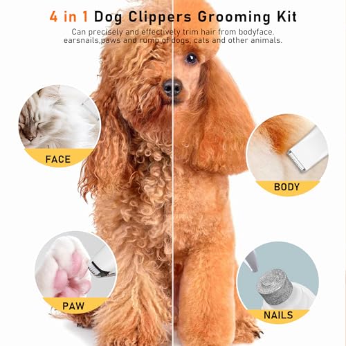 Image of Dog Clippers for Grooming,4 in 1 Dog Grooming Kit Hair Clipper