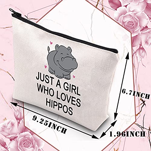 PLITI Hippo Makeup Bag Hippopotamus Gift Hippo Lover Gift Just a Girl Who Loves Hippos Cosmetic Pouch(Girl Loves hipposU) - Image 2