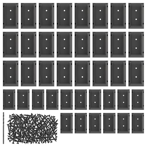 SANKEYTEW 40 pcs Deck Railing Bracket Connectors for 24 (1.5 3.5) Deck Railing Wood Post Railing Bracket Stair Fence Railings Handrail with 120pcs Wood Screws and a Drill Bit (40 Black)