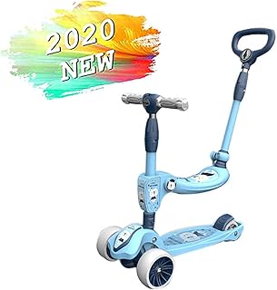 Scooters for Kids Scooters for Adults Adjustable Height Children Kick Scooter Lightweight Easy Folding 5cm Flashing Off-road Wheel 3 Steps Height Adjustment 61.5cm~78.5cm, Maximum Load-bearing 50kg Pu