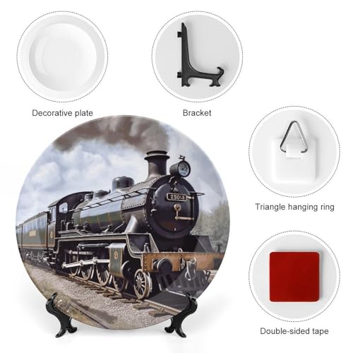 Plato Decorativo Locomotora a Vapor de Porcelana 6 Pulg miniatura 3