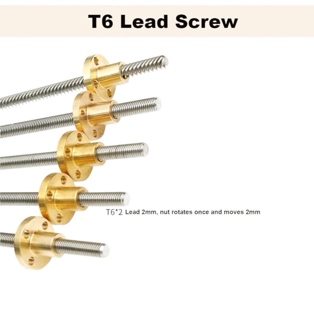 Tornillo de avance T6, varilla trapezoidal de acero inoxidable 304, avance de 2 mm con tuerca de latón(250mm)