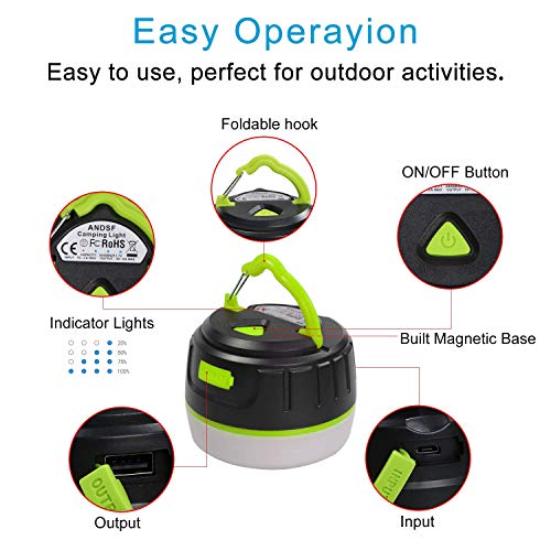 SP-Cow LED Camping Lantern, Mini Portable Rechargeable Tent Light, 5200mAh Power Bank, IP65 Waterproof, USB Rechargeable Camping Lamp, Magnetic Night Light Emergency Light for Camping, Hiking - Image 6