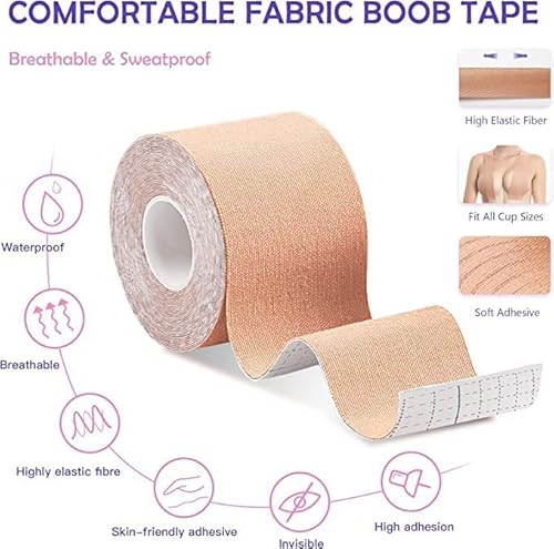 Laneso Boob Tape, 23 Feet Extra-Long Roll Boobytape, Bob Tape For Large Breast, Waterproof Kinesiology Recovery Tapes #TOP2