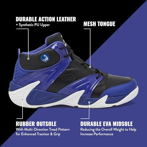 Image of SHAQ Devastator High Top Basketball Shoes for Men, Indoor or Outdoor Court Basketball Mens Sneakers - Black, White, Green, Blue, Orange or Red Size 8 to 15
