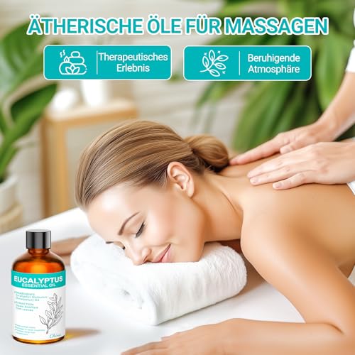 ENYORLI Eukalyptusöl 100% Natürliches Ätherisches Öl 100mL für Aromatherapie, Hautpflege & Luftreinigung Natürlicher Mückenschutz, Massageöl, DIY & Yoga