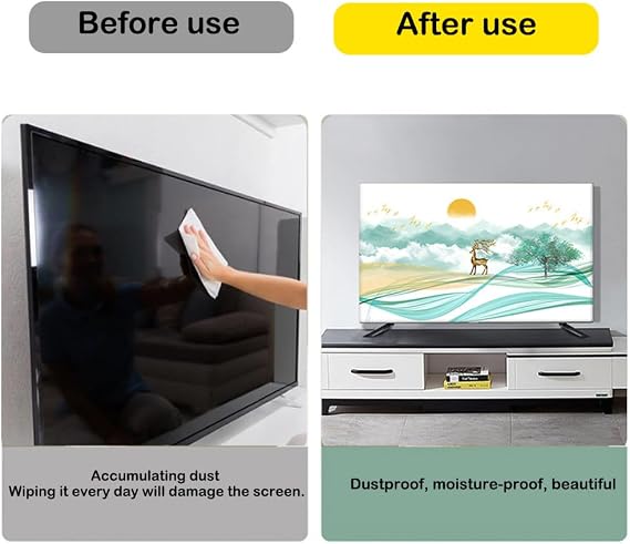 Hiseng TV Protector Cover, Dust TV Screen Monitor Screen Cover 22-75 inch All-Inclusive Dust-Proof TV/PC Display Protector Indoor Living Room Decoration Dust Cover (43 inch,yellow)