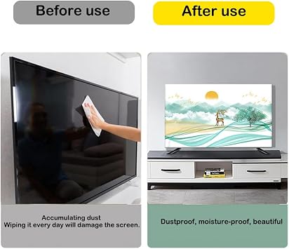 Hiseng TV Protector Cover, Dust TV Screen Monitor Screen Cover 22-75 inch All-Inclusive Dust-Proof TV/PC Display Protector Indoor Living Room Decoration Dust Cover (43 inch,yellow)