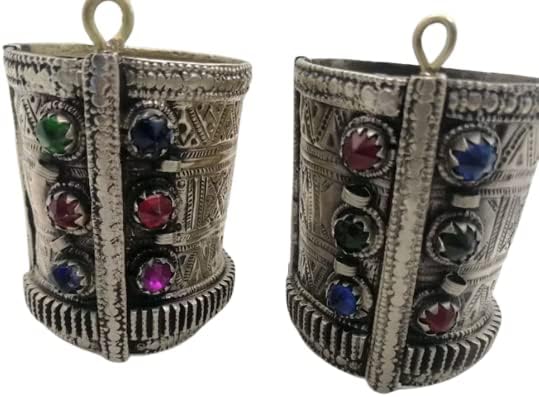 Gypsy Kuchi Bracelet, Hinged, Vintage Cuff, Afghan Cuff Inlaid With Multicolor Glass Stones