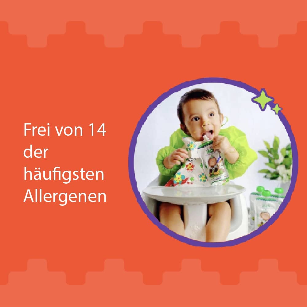 Little Inca Happy Orange (6 x 100 g) | Bio-Babynahrung auf pflanzlicher Quinoa-Basis, recycelbare Beutel, schont den Darm und fördert die kognitive Entwicklung | Laktosefrei | Ab 6 Monaten