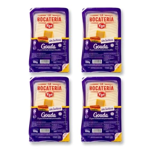 Queso Gouda Sin Lactosa Loncheado - Pack Ahorro 4 Unidades x 150g - Queso Suave para Sándwiches y Bocadillos - La Bocatería TGT - Alto en Proteína - NEXU