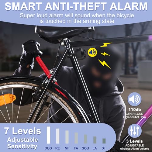 Image of Two Packs Bike Horn Electric Vehicle Alarm Wireless Vibration Alarm System with Motion Sensor Waterproof Rechargeable Antitheft Alarm for Ebikes Bike Scooter