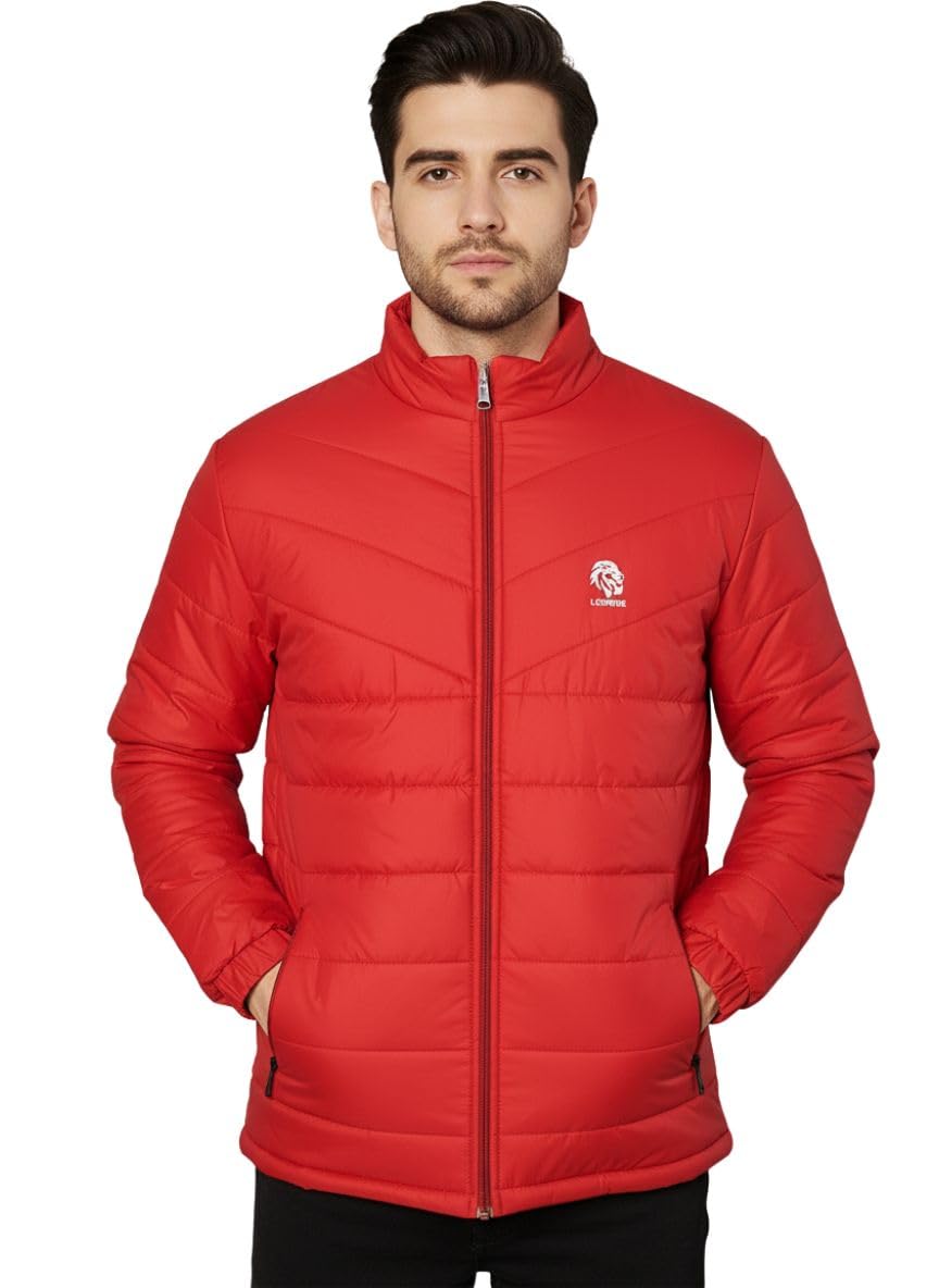 Men's Polyster Puffer Jacket, Ultra Warm Quilted Winter Coat, Water Resistant & Windproof Lightweight Insulated Outerwear for Cold Weather Jackets For Mans (Colour: Black)