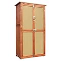 YTGLEN 60 Inches Outdoor Storage Shed, Wood Shed with Rattan Indoor Storage Cabinet with Floor, Adjustable Shelves for Patio, Garden,Lawn and Living Room, Brown