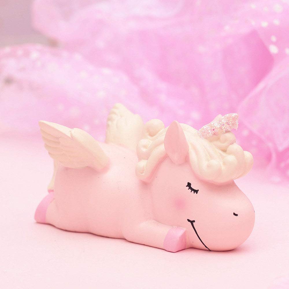 Mini licorne rose endormie pour décorer votre voiture ou étagère