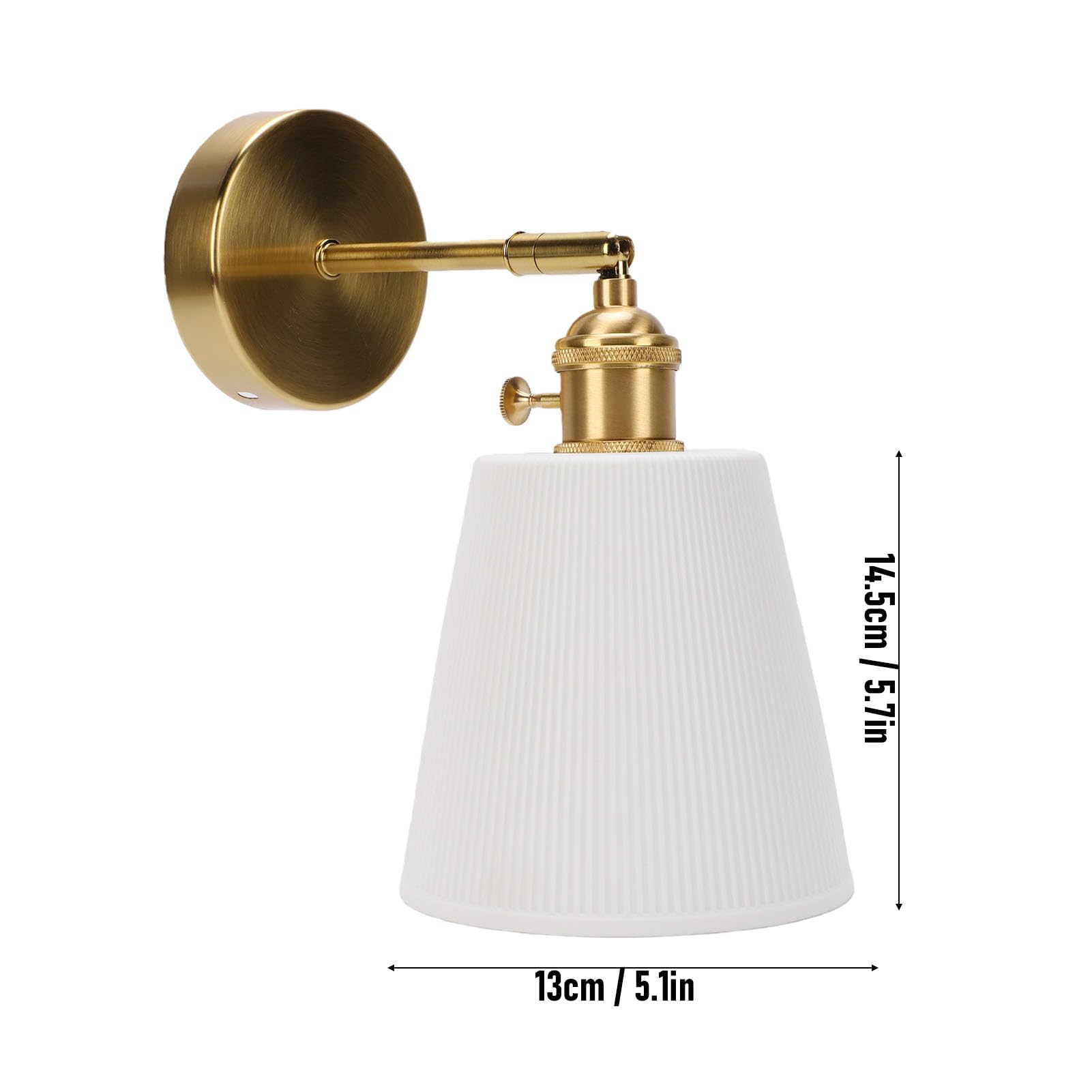 Lampada da Parete Moderna in Ottone Dorato con Paralume in Ceramica 5,7x5,1 Pollici per Bagno, Camera da Letto, Soggiorno, per Proprietari di Casa