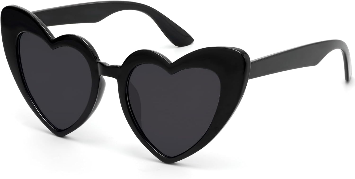 LIKSMU Heart Sunglasses for Women Trendy Cat Eye Love Shaped Sunglasses Vintage Lovely Retro Cute Sun Glasses