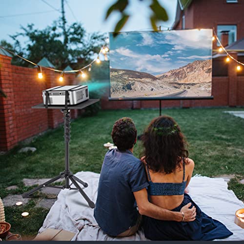 Projector Tripod Stand, Lusweimi 50” Laptop Stand With 2 Shelves For Projector, Ipad, Dj Equipment, Portable Adjustable Floor Stand With Gooseneck Phone Holder For Office, Home, Stage Or Studio #TOP5