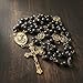 Nazareth Store Hematite Black Stone Beads St. Michael the Archangel Rosary Necklace Antique Gift Box for Men and Women