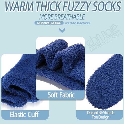 Image of EBMORE Fuzzy Socks Warm Winter Slipper Fluffy Sleep Cozy Comfy Cabin Socks for Mens Womens