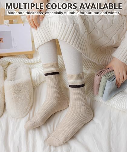 Image of IIG 5 Pairs Women's Vintage Style Thick Wool Warm Winter Crew Socks