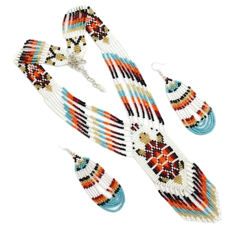 Joyería ucraniana con cuentas de semillas, collar Gerdan tradicional y pendientes de tortuga