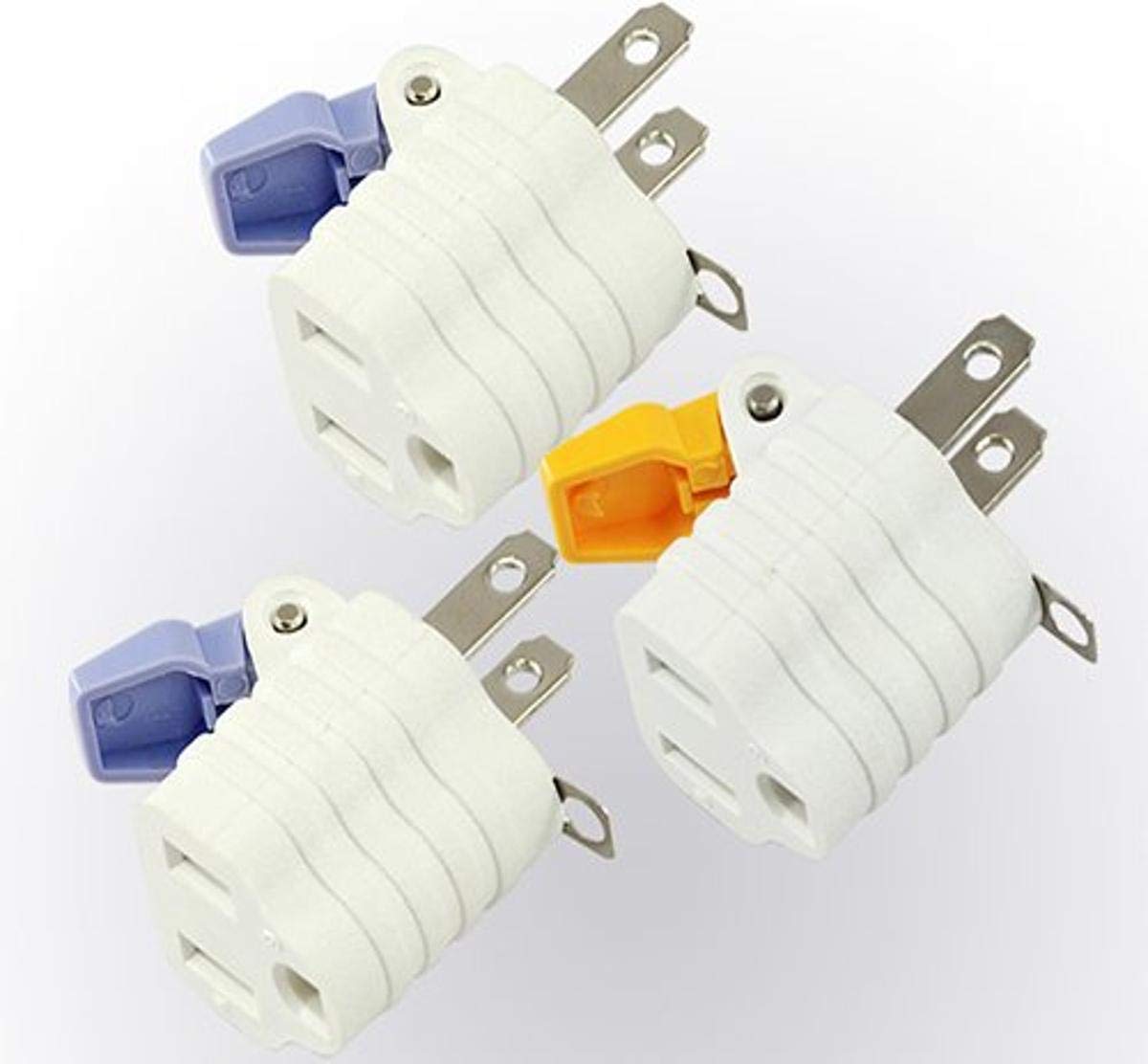 ConntekU.S. 3 Prong to 2 Prong Plug Adapter with Snap-Pop Release NEM Amp 1-15P to NEM Amp 5-15R (Pack of 3)