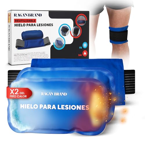 RAGAN BRAND - Hielo para Lesiones - Bolsa de Gel Frio y Calor para Lesiones - Aptas para Nevera y Microondas - Alivia Dolor Muscular y Articular - Ideal para Terapias - Funda con Banda de Compresión.