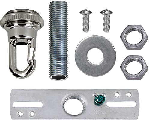 Flea Market Rx Canopy Kit For Ceiling Light (Hardware Only) Chandelier Heavy Duty Hook 50Lb, Crossbar, Mount Hardware For Hanging Chained Pendant Swag Lighting Fixtures, Made In Usa (Polished Nickel) #TOP13