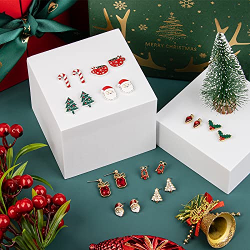 Christmas Earrings for Women,15 Pairs Hypoallergenic Santa Claus Candy Cane Snowman Christmas Tree Stud Holiday Earring Set Gift for Teen Girls Jewelry3