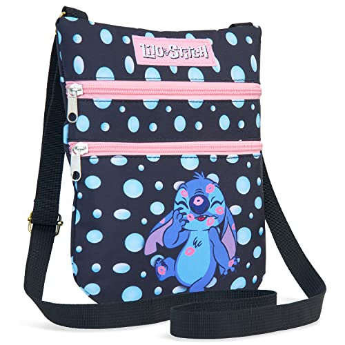 Disney Stitch Umhängetasche Mädchen Schultertasche Kinder (Schwarz)